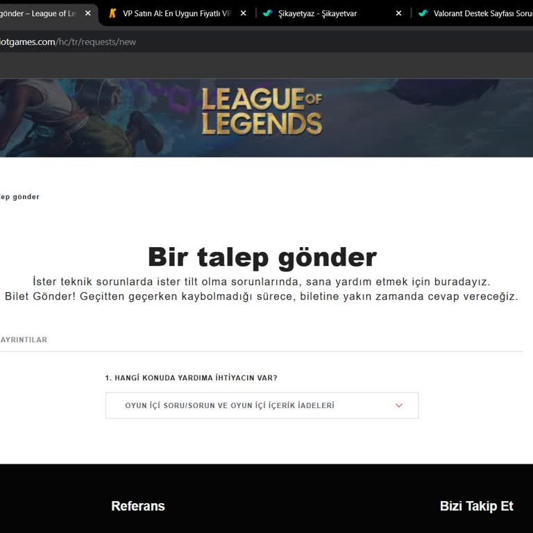 Valorant Destek Bileti Sayfasında İlerleyemiyorum, Yardım Alamıyorum