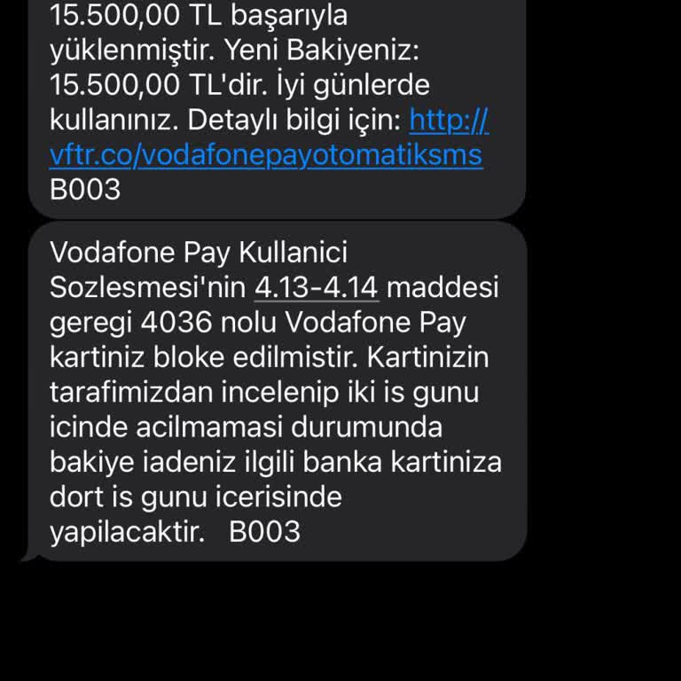 Vodafone Pay Kartım Bloke Edildi Acil Çözüm Bekliyorum