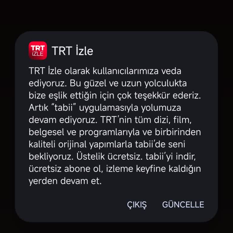 TRT İzle Uygulamasının Güncellenmemesi Nedeniyle Mağduriyet Yaşıyorum