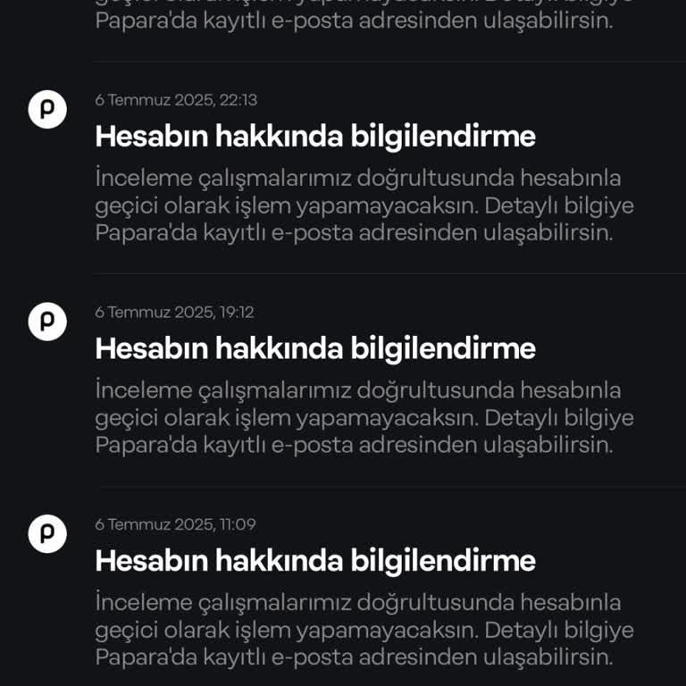 Papara Hesabım Haksız Yere Kapalı Ve Param Mağduriyetimle Bekletiliyor