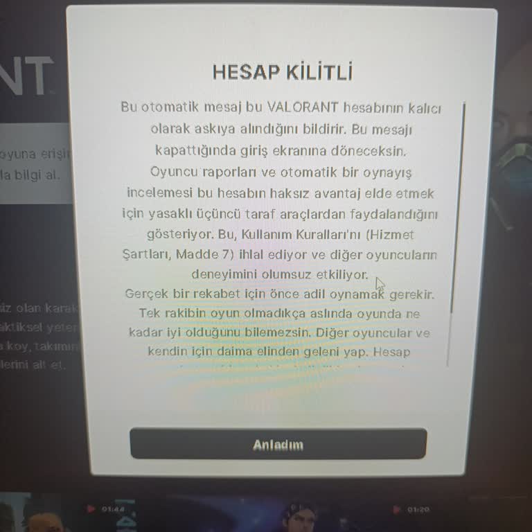İlk Defa İndirdiğim Valorant Hesabım Haksız Yere Kalıcı Olarak Banlandı