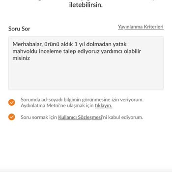 1 Yıl Dolmadan Bozulan Yatak Seti İçin Satıcıdan Dönüş Alamadım