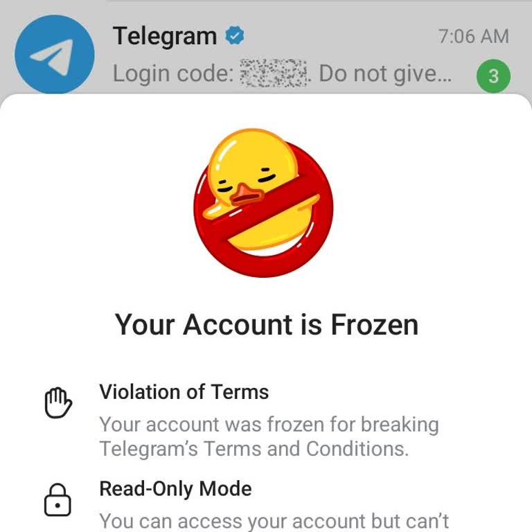 My Telegram Account Was Mistakenly Frozen