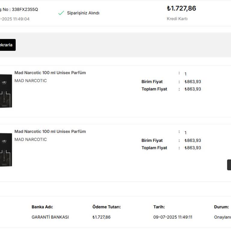 Mad Parfüm Parasını Aldıkları Ürünü Bir Türlü Kargoya Vermedi