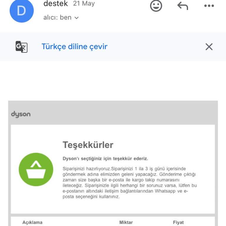 Dyson V12 İçin Beklenen Yedek Parça Bir Türlü Gönderilmiyor