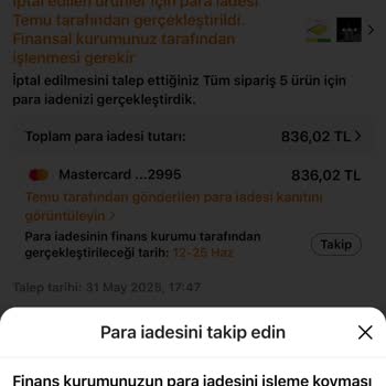 İptal Edilen Siparişin Ücret İadesi Yapılmıyor, Mağduriyet Yaşıyorum