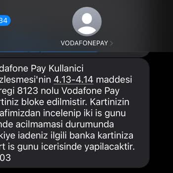 Vodafone Pay Hesabıma Haksız Bloke Ve Paramın El Konulması