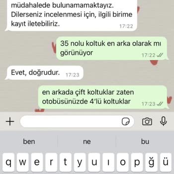 Aldığım Tekli Koltuk Son Anda Çift Koltuk Yapıldı, Koltuk Numaram Silindi