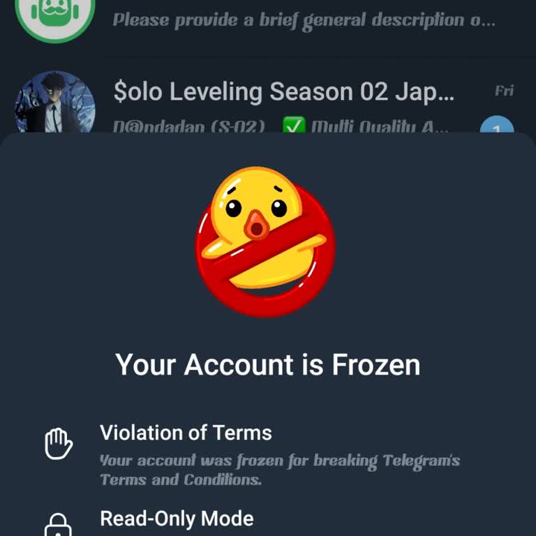 I Cannot Use My Telegram Account After It Was Frozen Suddenly