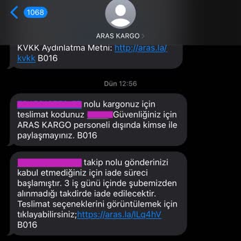 Aras Kargo Firmasının Gönderici Bilgilerini Yetersiz Denetlemesi Mağduriyet Yarattı