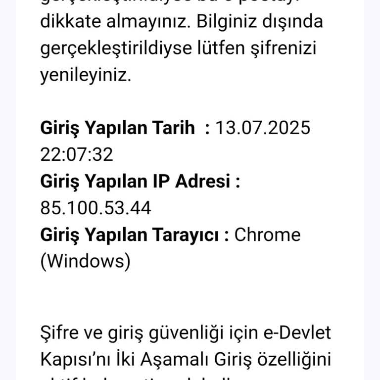 E-Devlet Hesabıma İzinsiz Giriş Yapıldı, Güvenlik Önlemleri Yetersiz