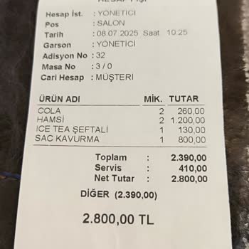 Akdere Cafe Mecidiyeköy 410 TL Servis Adı Altında Ücret Aldılar