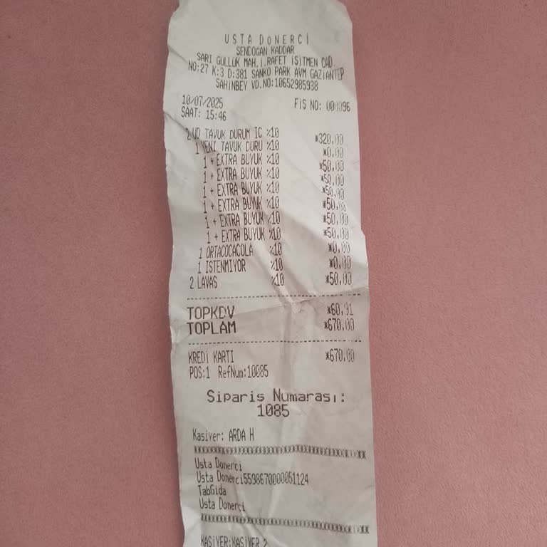 Sanko Park AVM'de Tavuk Dürüm İçin Yüksek Hesap Şoku