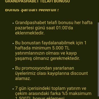 GrandPashaBet Haftalık Kayıp Bonusum Hesabıma Yatmadı