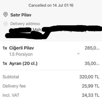 Yemeksepeti'nde Siparişin Gecikmesi Ve İptali Sonrası Müşteri Hizmetleri Sorunu