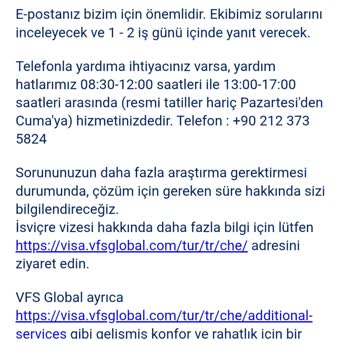 VFS Global İsviçre Vize Randevu Ve Destek Hattası Sorunu