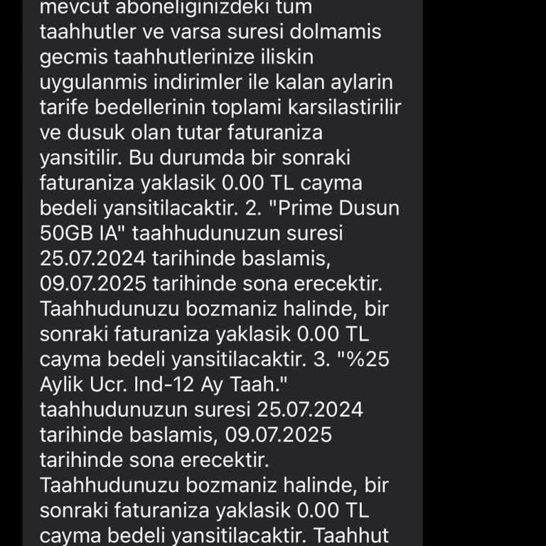 Taahhüt Bitmeden Operatör Değişikliğinde Haksız Cayma Bedeli Kesintisi