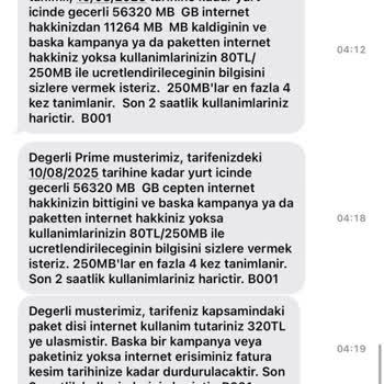 Gece Saatinde Kullanılmayan İnternetin Aniden Tükenmesi Ve Ek Paket Ücreti