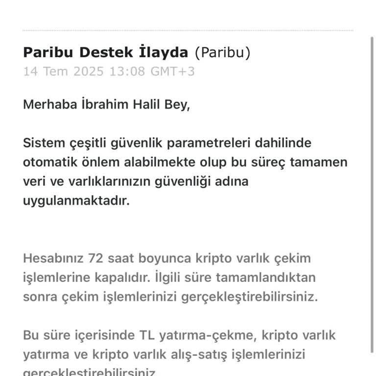 Paribu'da 72 Saatlik Para Transfer Engeli Mağduriyeti