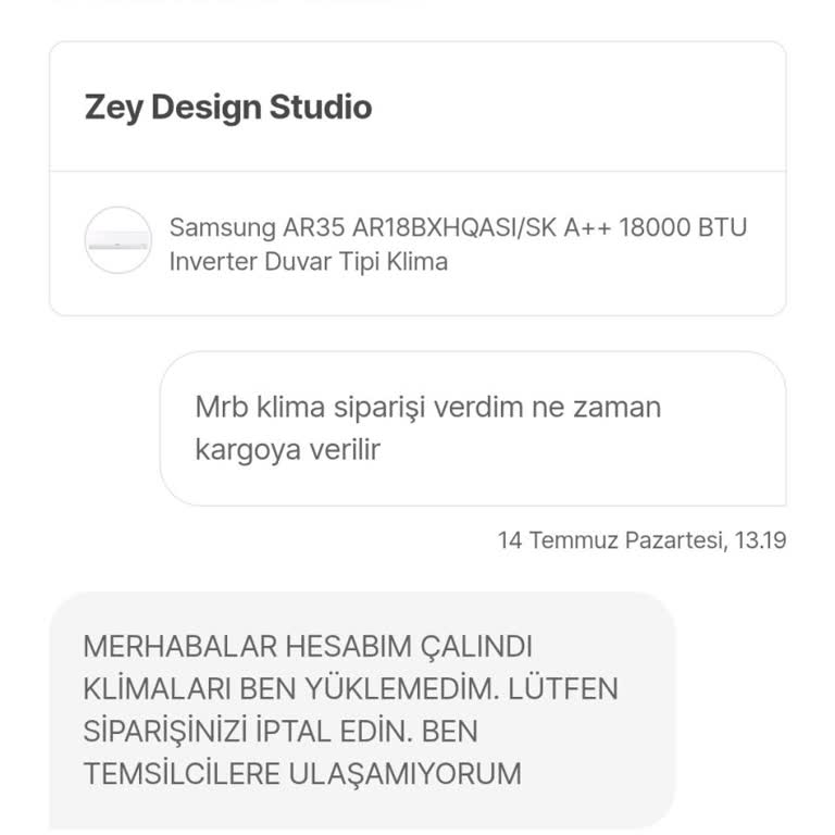 Satıcının IBAN Üzerinden Ödeme Talebi Ve Sipariş İptaliyle Yaşanan Güvensizlik