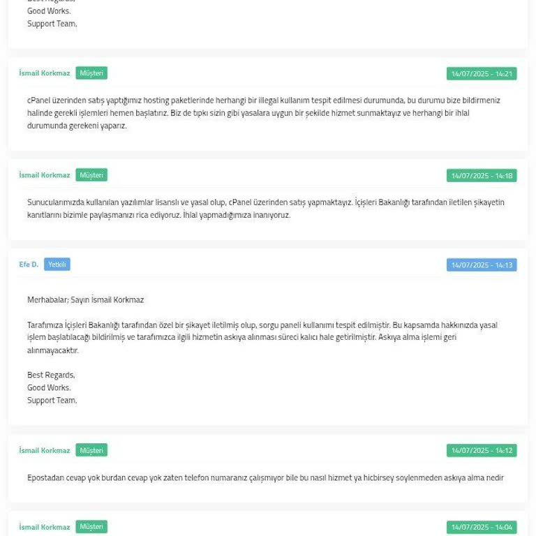 Sunucunun Açıklamasız Askıya Alınması Ve Veri Kaybı Mağduriyeti
