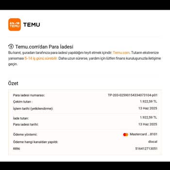 Temu Para İadesi Yapılmadı İletişim Yok