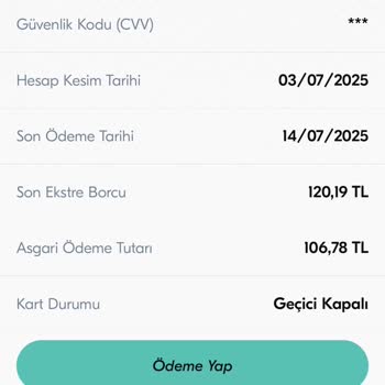Kendi Paramla Kullandığım Kartta Ekstre Ve Teminat Sorunu