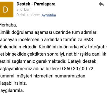 Parolapara Hesabım Üzerinden İzinsiz İşlem Riski Ve İletişimsizlik