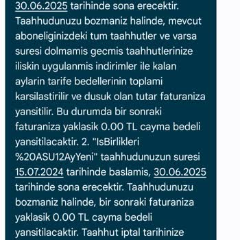 Taahhüt Sonrası Haksız Cayma Bedeli Ve Yüksek Fatura Şikayeti