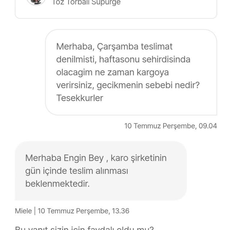 Hepsiburada'dan Alınan Miele Ürününde Kargo Bilgisi Ve Teslimat Sorunu