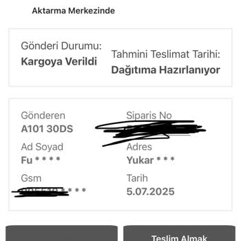 A101 Ekstra Siparişim Kargo Aktarımında Kaldı, İade Talebim Karşılanmıyor