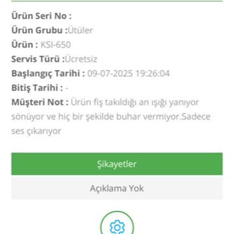 Arızalı Ütümün Durumu Hakkında Bilgi Alamıyorum