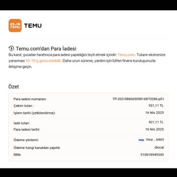 İptal Edilen Siparişin Ücreti 4 Aydır İade Edilmedi, Müşteri Hizmetleri İlgisiz