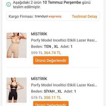 Aynı Model Korse Farklı Beden Satıcıdan İletişim Yok