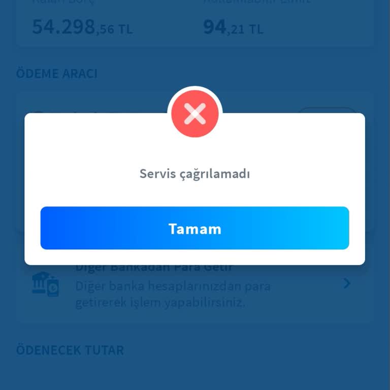 Kredi Kartı İşlemlerine Erişimde Sürekli Hata Alıyorum
