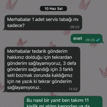 Kırık Ve Eksik Gelen Yemek Takımı İçin Tedarik Sorunu