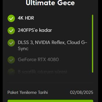 Ultimate Gece Paketi'nde Hizmet Ve Özellikler Sunulmuyor