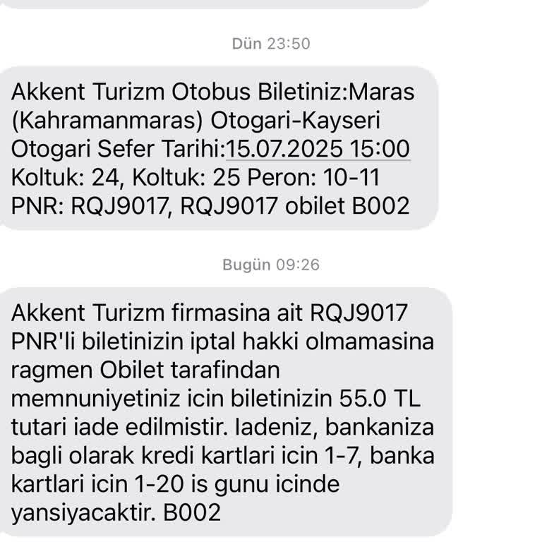 Bilet İptalinde Haksız Para Kesintisi Ve Yetersiz Müşteri Hizmeti
