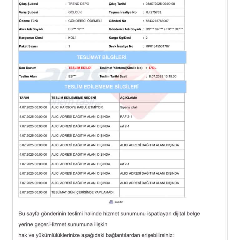 Kargo İade Sürecinde Bilgi Eksikliği Ve İletişim Sorunu Yaşadım