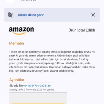 Amazon'dan Sipariş Edilen Ayakkabıların Teslim Edilmemesi Ve Para İadesi Sorunu