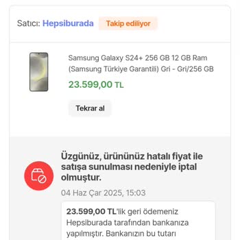 Satın Aldığım Ürün Hatalı Fiyat Gerekçesiyle İptal Edildi, Mağdur Edildim