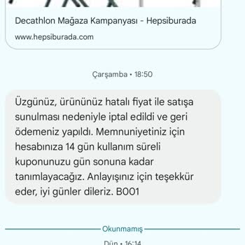 Satın Aldığım Ürün Hatalı Fiyat Gerekçesiyle İptal Edildi, Mağdur Edildim