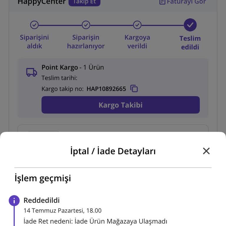 Sipariş Verdiğim Ürün Teslim Edilmedi, İade Talebim Reddedildi