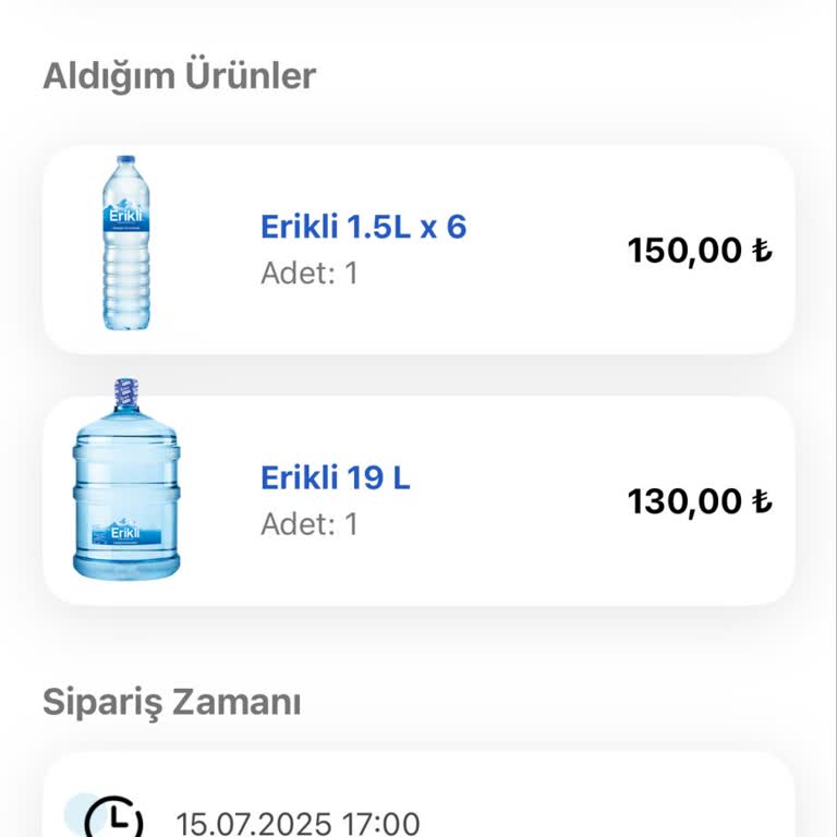 Erikli Su Siparişim Teslim Edilmedi Mağdur Edildim