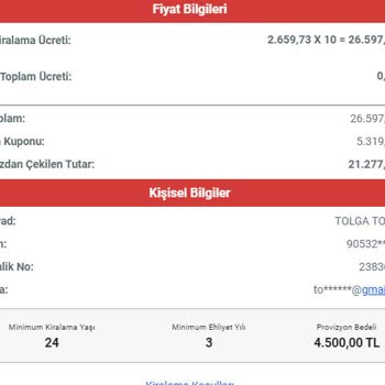 Araç Kiralamada Findeks Raporu Nedeniyle Haksız Cayma Bedeli Talebi