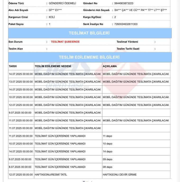 Teslimat Gecikiyor, Müşteri Hizmetleri Sessiz