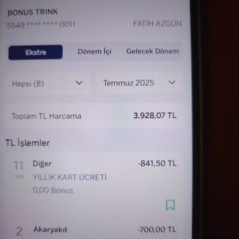 Garanti Bonus Kredi Kartıma Yıllık Ücret Yansıtılması Mağduriyetim