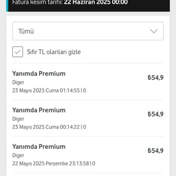 Vodafone Premium Yanımda Üyeliği Sonrası Haksız Faturalandırma Ve İletişimsizlik