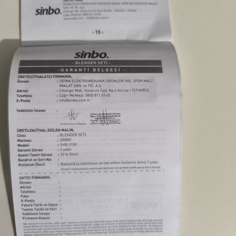 Sinbo Smoothie Blender Bıçak Sızdırıyor, Yedek Parça Ve Destek Yok