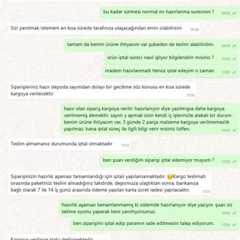 Siparişin Hazırlanma Süresinin Uzaması Ve Yetersiz Müşteri Temsilcisi Desteği